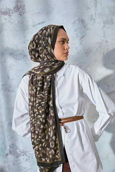 Silk Home Eco Viscose Leopard Shawl Khaki Breathable Textured 90X200