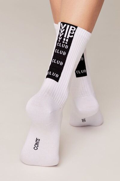 Conte Elegant Cotton socks, with "VIP Club" pattern, Conte Active 433 - Black...