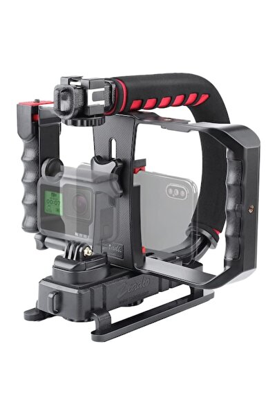 Zeadio Stabilizator video multifuncțional în formă de U pentru smartphone, camere de acțiune, DSLR