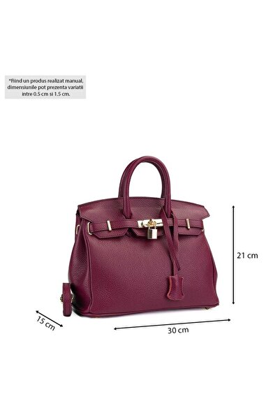Kendall genuine leather handbag, Burgundy