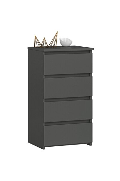 SERSIMO Comodă cu 4 sertare, PAL laminat 16 mm, 40x35x74 cm, gri grafit