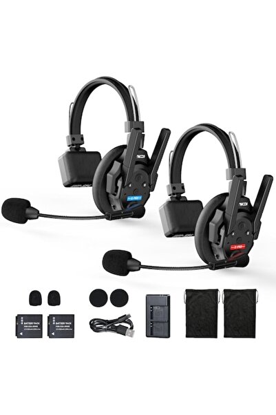 LET Sistem interfon wireless, 2 căști de comunicare de 2,4 GHz, baterie reîncărcabilă, autonomie de 24 de ore