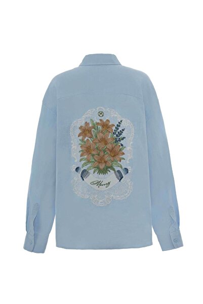 MORREZ Verdure Lace %100 Keten Arkası Nakış Detaylı Gömlek K