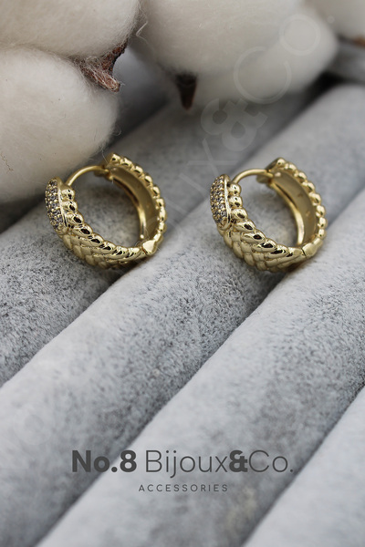 No.8 Bijoux&Co. Accessories Xuping 14K Altın Rengi Örgü Formlu Zirkon Taşlı H...