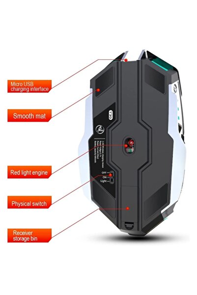 ZIENSTAR Wireless Gaming Mouse with RGB LED, Adjustable DPI 800-2400, Anti‑Stress Crystal Ball, Ergonomic,