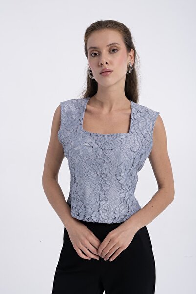 Mimya Dantel Crop Bluz 3920