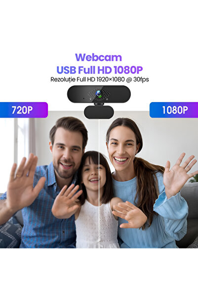 OEM Camera Web Full HD 1080P, Auto-Focus, Microfon, Unghi 120°, 360°, USB Plug Play, Trepied, Streaming
