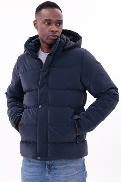 freemen Men's Anthracite Waterproof Coat Nova Fabric Removable Hooded Zippers Snap Fastener Detail