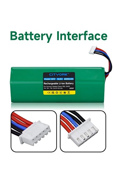 CITYORK 6500 mAh 14.4V Li‑Ion Replacement Battery for Ecovacs Deebot T20 X1 Omni, T8–T10