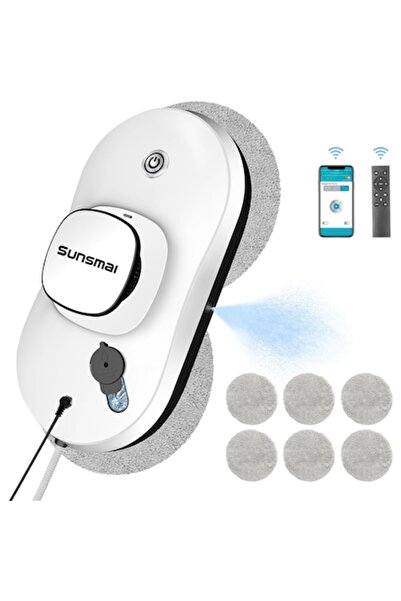 SUNSMAI Window Cleaning Robot with Sprayer, Remote & App Control, 2500 Pa, White