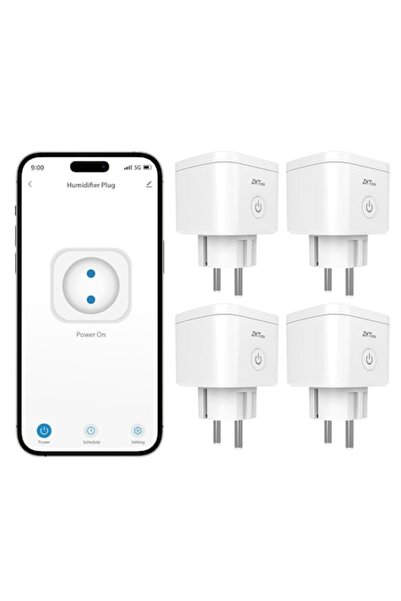ZkTeco Set of 4 Smart WiFi Sockets, App Control, Timer, Alexa & Google Assistant, 16A 220V, White