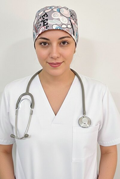 Nur Medikal Giyim Unisex Göz Desenli Göz Doktoru Hemşire Medikal Cerrahi Saç ...