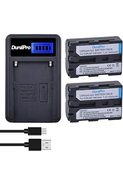 Durapro Set de 2 baterii NP-FM500H cu încărcător USB LCD, Durapro, 2000 mAh, Li-Ion, 7.2V