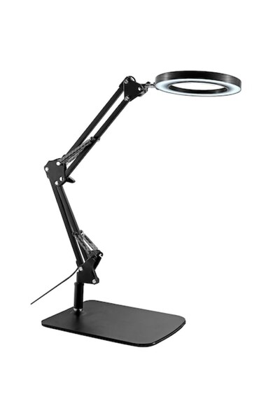 YGITK Lampă cosmetică cu lupă 8X, 3 moduri de iluminare, reglabilă, cu bază și clemă