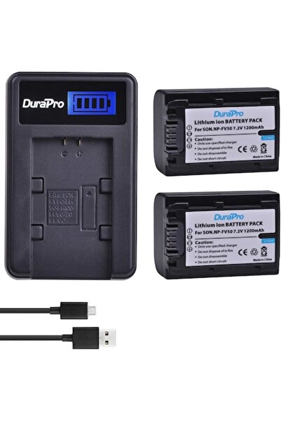 Durapro Set de 2 baterii NP-FV50 1200mAh cu încărcător USB LCD pentru Sony NP...