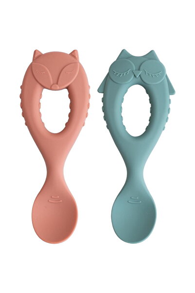 Tidy Tot Set lingurite din silicon - Bufnita & vulpita