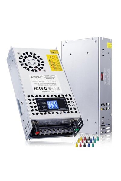 BOSYTRO Sursă de alimentare modulară reglabilă 0-60V 0-10A 600W cu afișaj, ventilată, carcasă din aluminiu