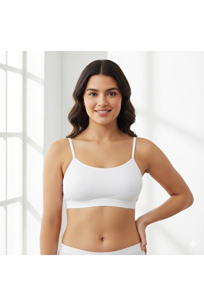 woan Natural Women's Thin Strap Comfortable Everyday Bustier – Soft Fabric, F...