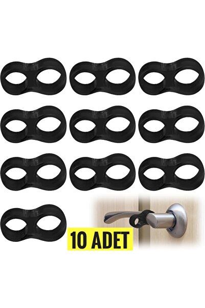 HOMELION 10 ADET Siyah Renkli Kapı Kolu Stoperi – Kapı Kolu Koruyucu, Duvar Çarpma Önleyici Darbe Emici