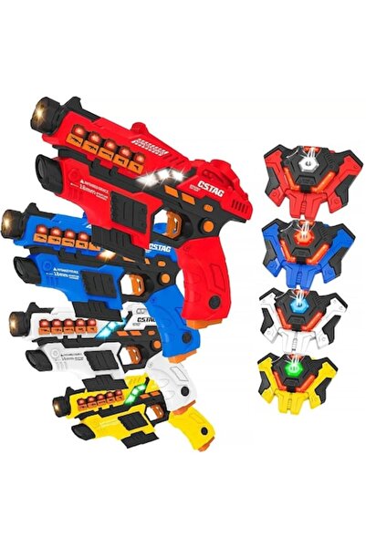 VATOS Set de etichete laser cu infraroșu - 4 jucării și 4 veste, 5 moduri de ...