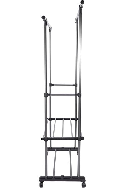 Home Dwell Double-Bar Extendable Rack with Wheels, Adjustable Garment Rack for Clothing, Clothes Drying Stand