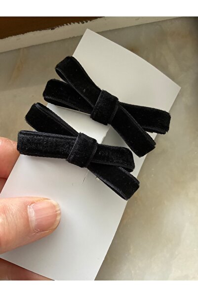 MADE BY PERİ Velvet Bow Black Hair Clip Set of 2 - Soft Texture, Elegant and ...