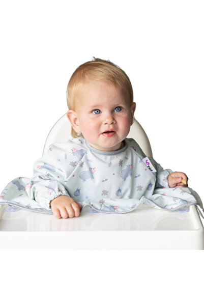 Tidy Tot Baveta cu maneci si ventuze - Hipopotami