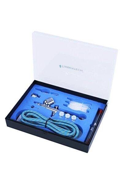 TIMBERTECH Set aerograf cu duze de 0,2/0,3/0,5 mm, furtun de 2 m, ace de curățare și pipete