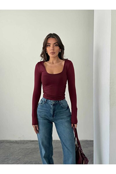 mydukkan.co بلوزة بياقة على شكل حرف U مع أربطة جانبية