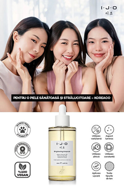 IJO Fiolă de iluminare cu Alpha-Arbutin 2% + Niacinamidă 4% – Ser Iluminator Anti-Pete 50 ml