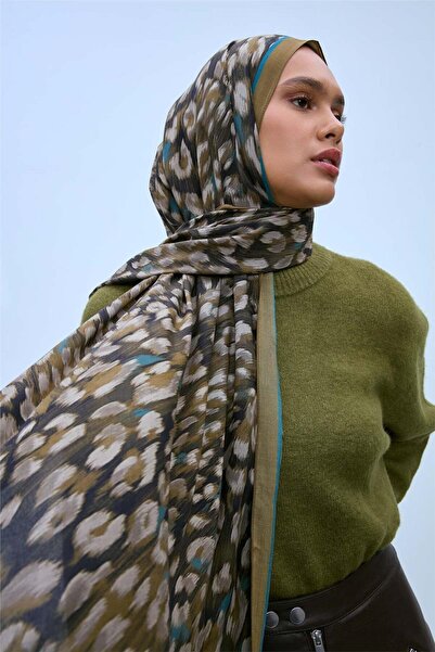 Silk Home Eco Viscose Leopard Shawl Henna Green Breathable Textured 90X200