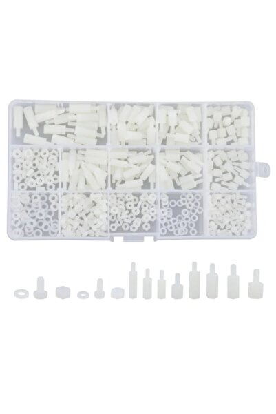 LET 380 Nylon Hexagonal PCB Spacers M2.5/M3 Male-Female with Nuts & Washers, White