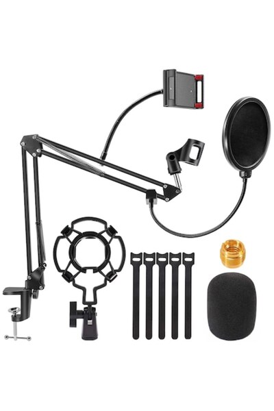 LET Clamp Arm Set with Microphone Mount and Pop Filter, Professional, Adjustable