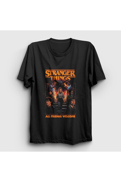 Presmono Unisex Black Welcome Stranger Things T-Shirt 585003Tt