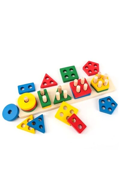 MONTESORİ Montessori wooden toy with geometric shapes