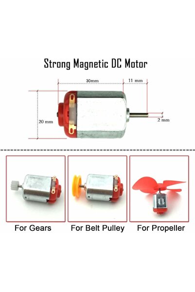 LET Set de 8 motoare de curent continuu de 3V, până la 20000 RPM, cu suporturi, prize de 9V, întrerupătoare și elice