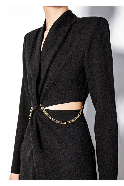 KAMEYA Black Dress with Waist Chain Detail