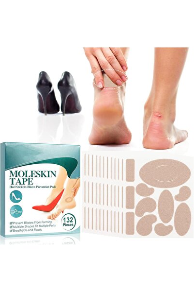 TERRIFI 132PCS Moleskin Adhesive Pads for Feet, Blister Prevention, 12 Sheets