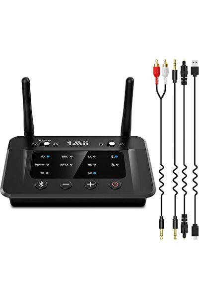 1Mii Transmițător și receptor Bluetooth 5.3, adaptor wireless aptX HD cu latență redusă, dispozitive duale, bypass, 70 m