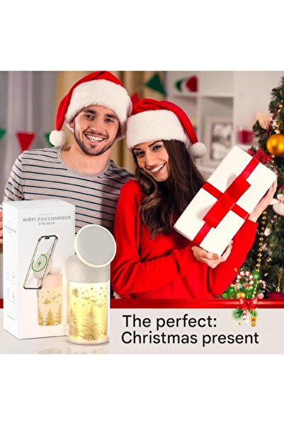 COLSUR 3-in-1 Bluetooth Speaker with MagSafe Charger for iPhone and Wireless AirPods Charger, Night Lamp (C