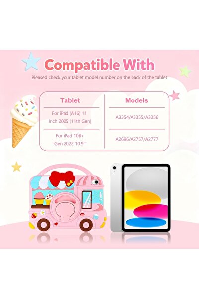 Coolden Silicone Case for iPad 11 inch (2025) - Pink, 360° Rotating Stand & Shoulder Strap