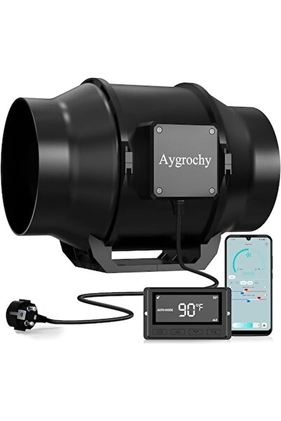 Aygrochy Ventilator inteligent de evacuare a aerului 150 mm, 688 m/h, control prin aplicație WiFi, 3000 rpm, 31 dB