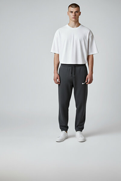 Butik Dark Gray Regular Fit Quality Cotton Leg Rubberized Sweatpants