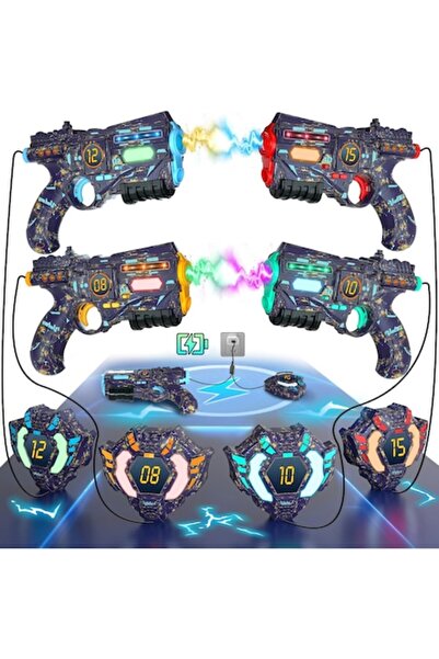 VATOS Set de etichete laser cu infraroșu - 4 jucării și 4 veste reîncărcabile...