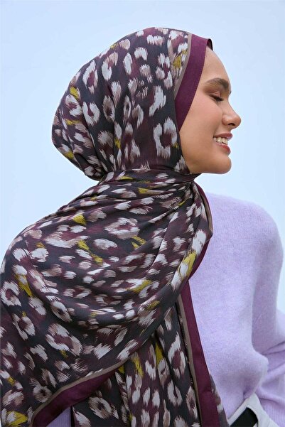 Silk Home Eco Viscose Leopard Shawl Plum Breathable Textured 90X200