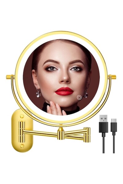 Auxmir Oglindă cosmetică LED cu mărire 1x/20x, luminozitate reglabilă, reîncă...