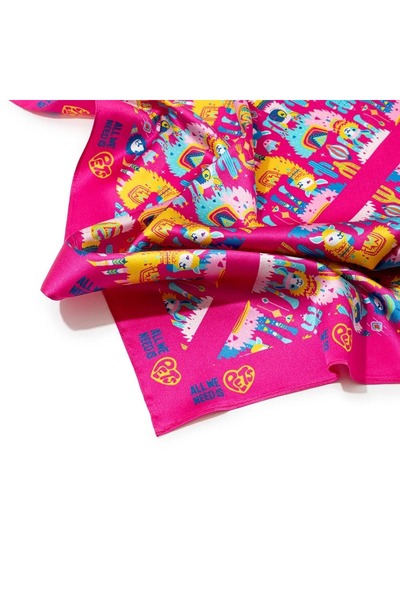 All We Need Is Pets Inca Llama Pink Silk Bandana for Pets – Stylish & Comfortable Pet Accessory