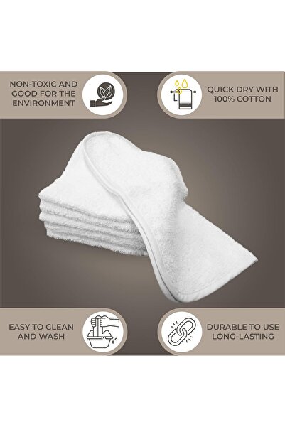 Hotel Linen Klub Deyarco Princess Luxury Pack of 6 Anti-Microbial White Face Towels 30 x 30 cm