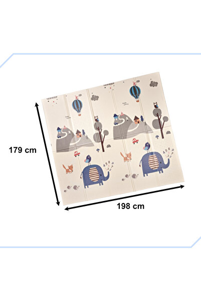 zola Double-sided thermal insulation mat, XPE foam, 179 x 198 x 1 cm, foldable, waterproof, animals/city