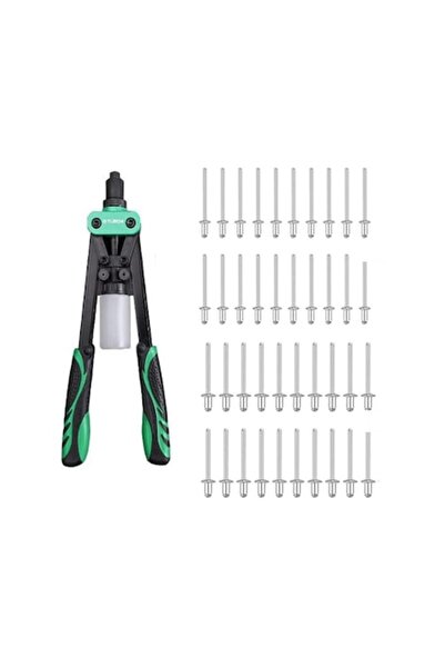 Queta Set clește profesional pentru nituri de 330 mm cu 40 de nituri (3,2 mm și 4 mm) pentru 3,2 mm, 4,0 mm și 4,8 mm